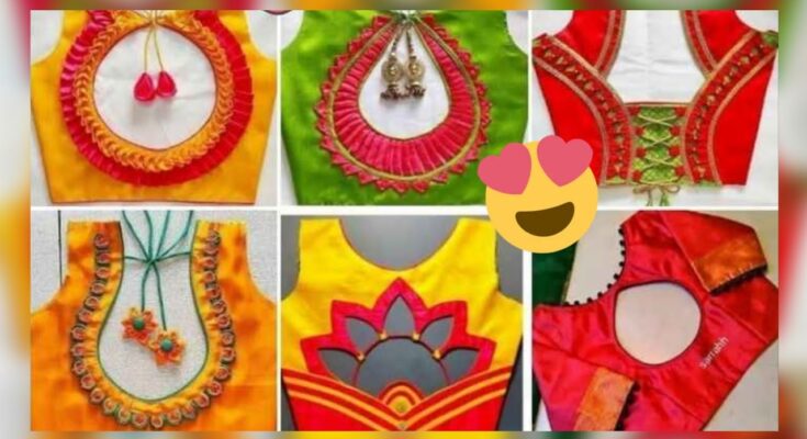 Patch work blouse designsBackneck blouse designs 2020blouse back neck designsblouse designs 2021