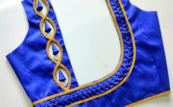 blouse designs, patch work blouse design, blue color blouse designs